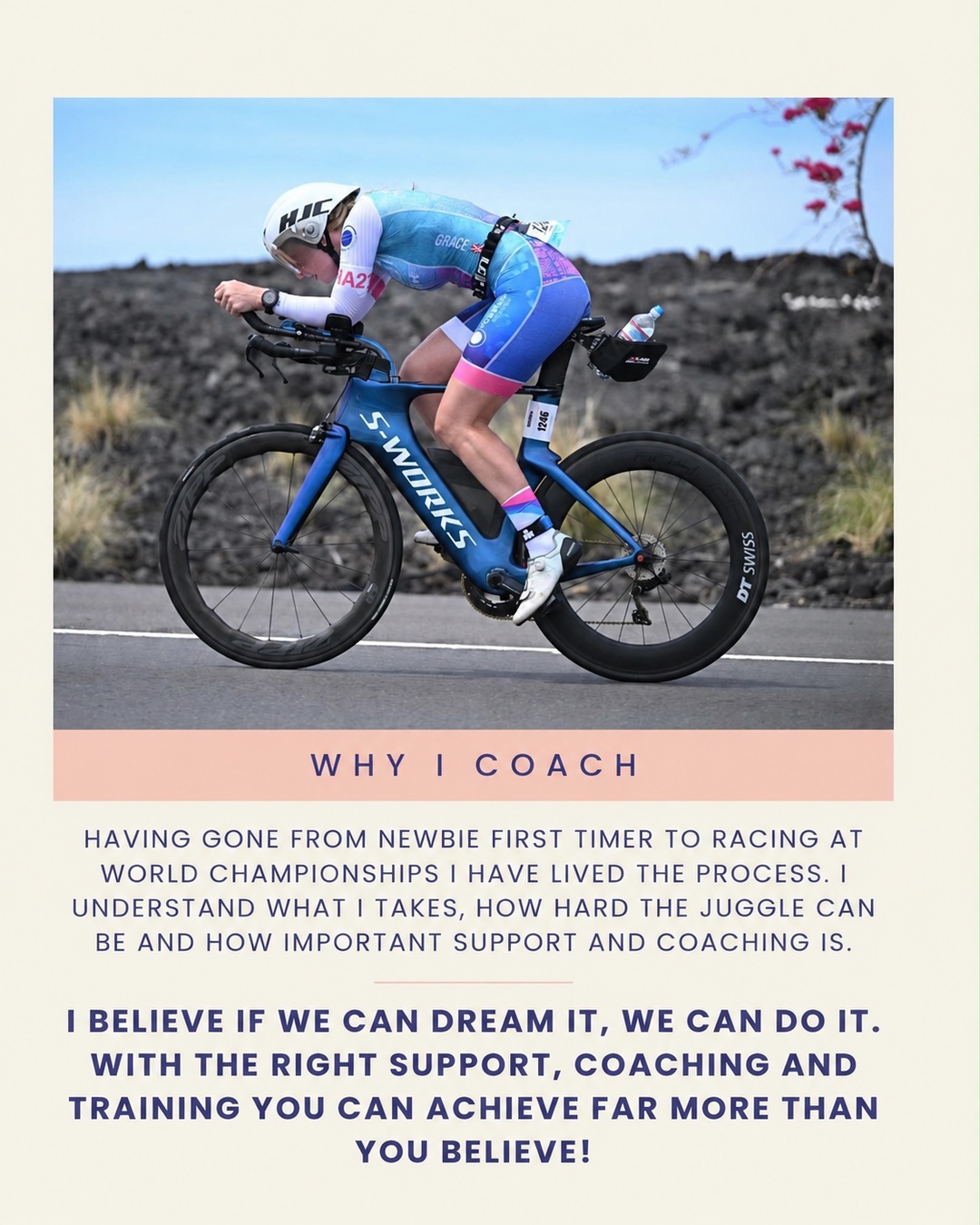 Graceë racing on her triathlon bike