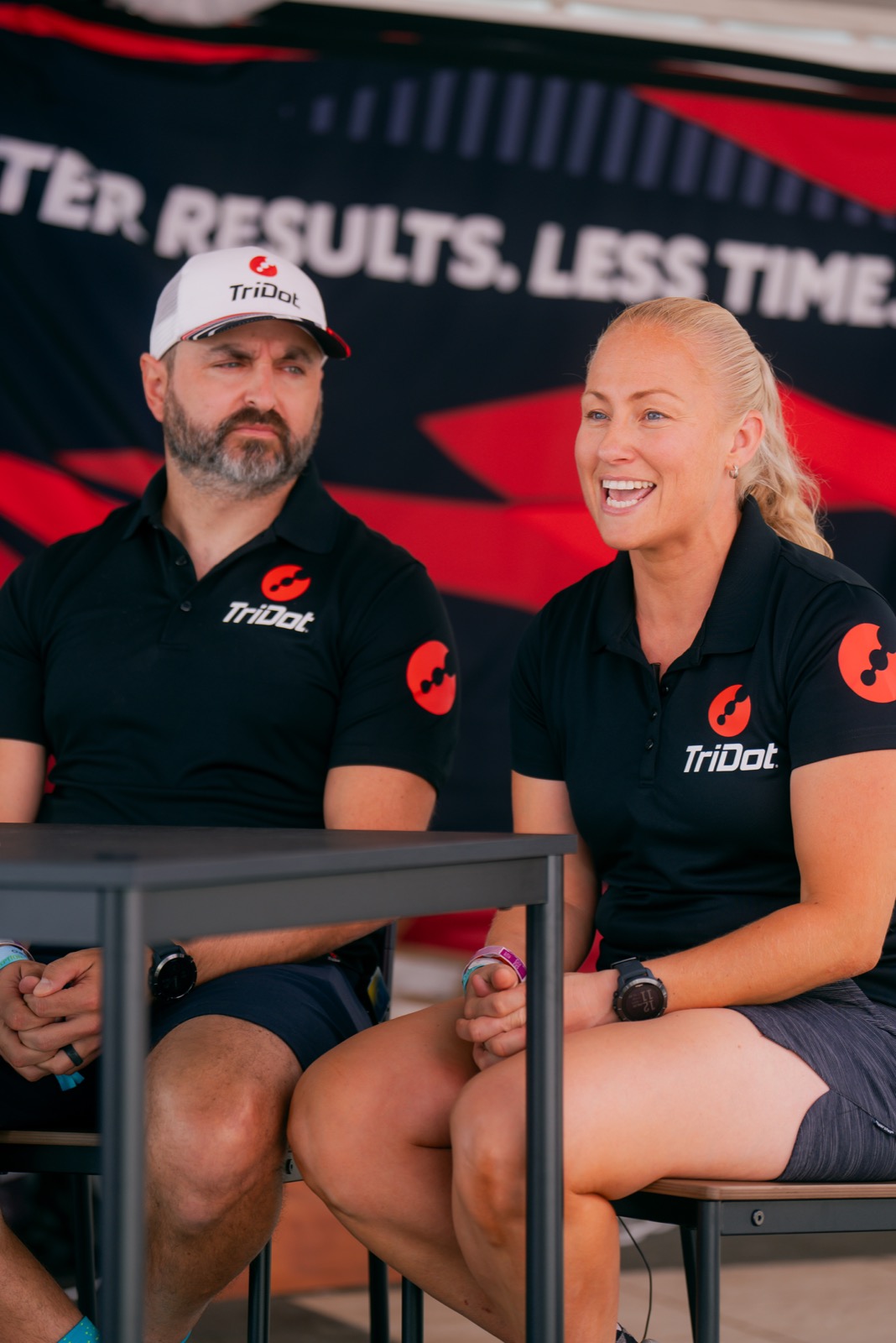 Will and Raya sharing coaching insights at a TriDot event